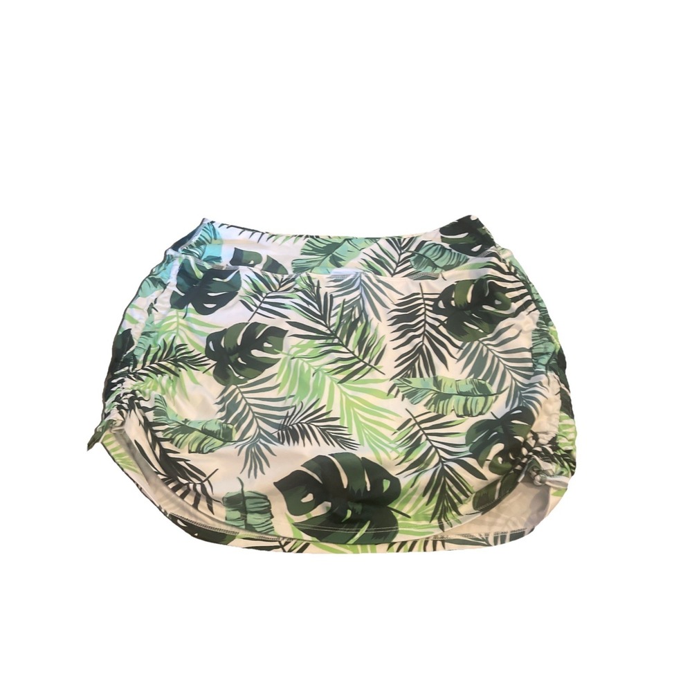 Reel Legends Women's Skort Active Pull On Elastic Size L Green Leaf Print